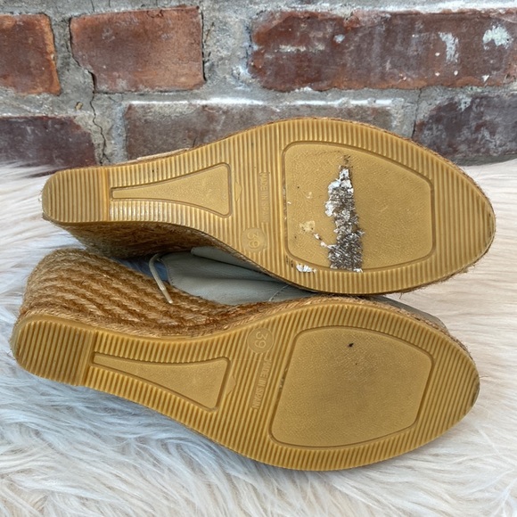 Eric Michael Taupe Leather Espadrille Wedges, Size 39 - Picture 14 of 14